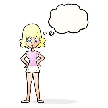 Karikatür, düşünce balonlu kadını şaşırttı.