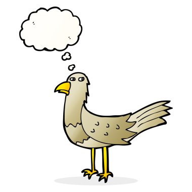 Düşünce baloncuklu çizgi film kuşu