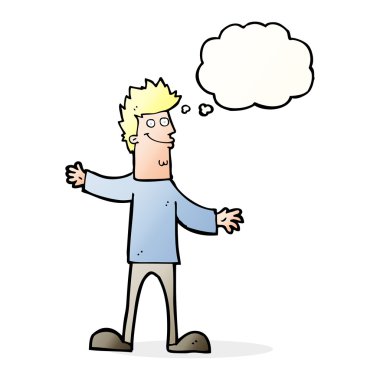 çizgi film mutlu adam düşünce baloncuğu ile