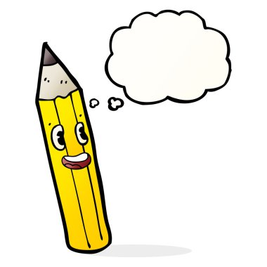 Düşünce baloncuklu karikatür kalem