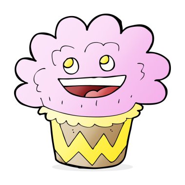 karikatür mutlu cupcake