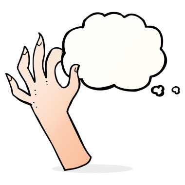 Düşünce baloncuklu çizgi el sembolü