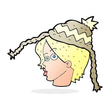 Çizgi filmdeki kadın kış şapkası takıyor.