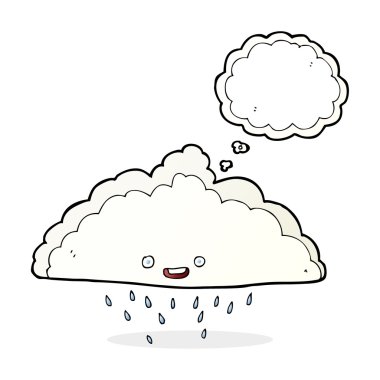 Düşünce baloncuklu çizgi film yağmur bulutu
