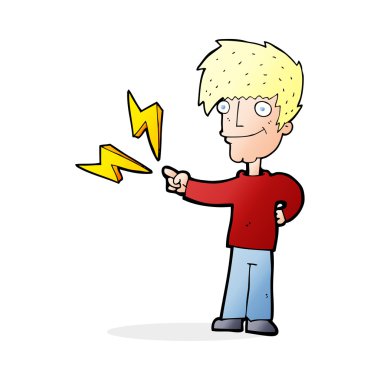 Çizgi film mutlu adam işaret ediyor.