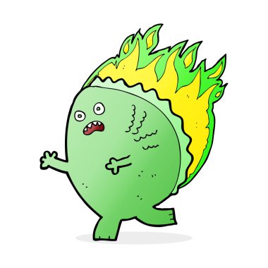 Çizgi film canavarı yanıyor.