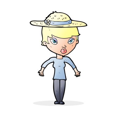 Çizgi film kadın yaz şapka