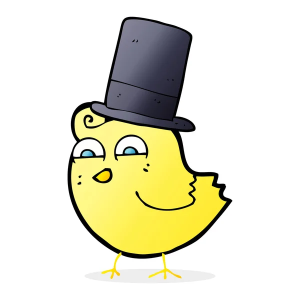 Cartoon vogel dragen top hat — Stockvector