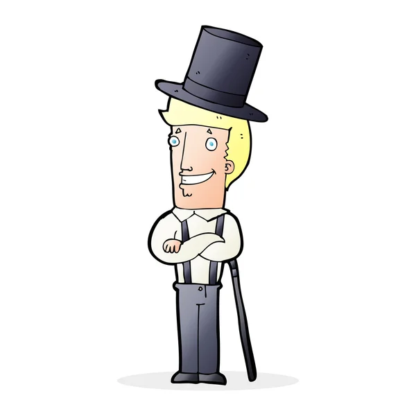 Cartoon man wearing top hat — Stock Vector