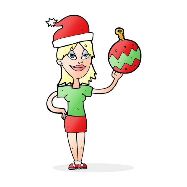 Dessin animé femme prêt pour Noël — Image vectorielle