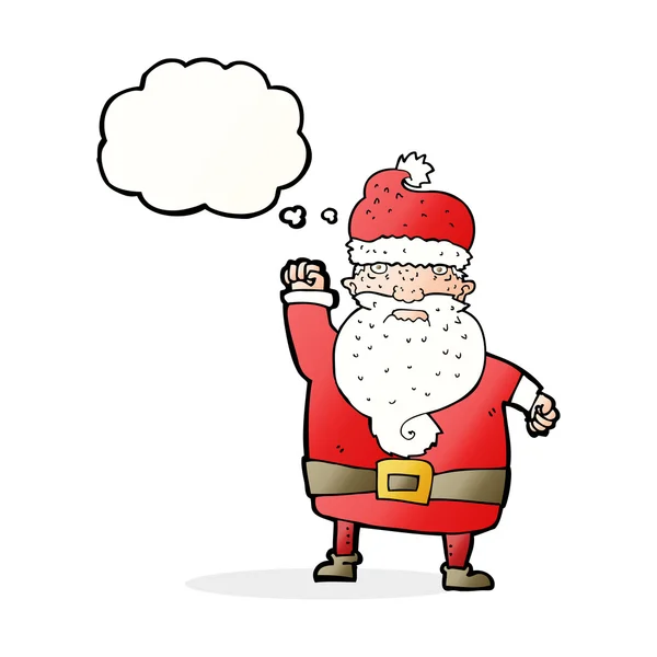 Kreslený naštvaný Santa Claus s myšlenkovou bublinou — Stockový vektor