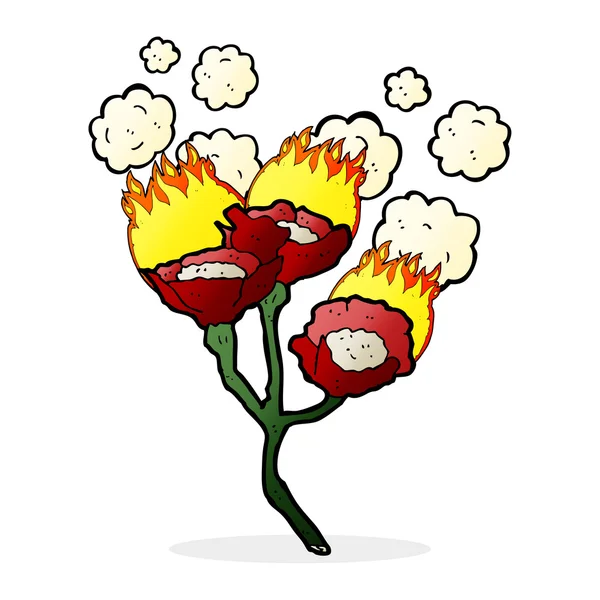 Fleurs brûlantes dessin animé — Image vectorielle