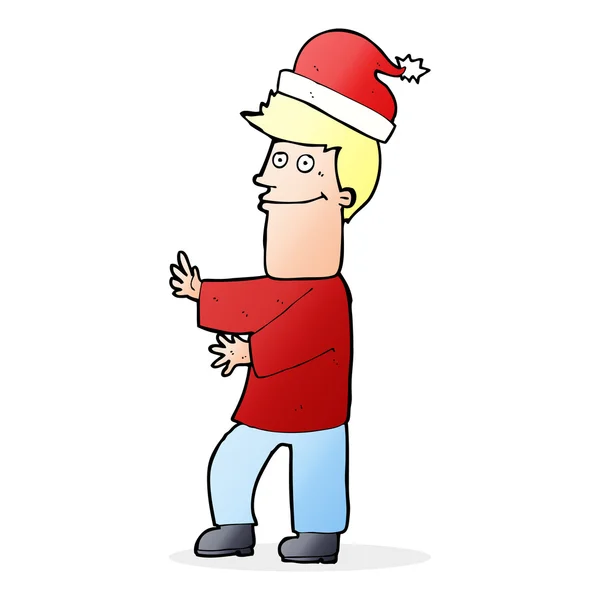 Hombre de dibujos animados listo para la Navidad — Vector de stock