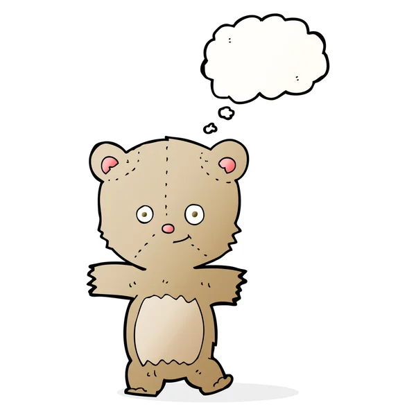 Urso de pelúcia dos desenhos animados com bolha de pensamento — Vetor de Stock
