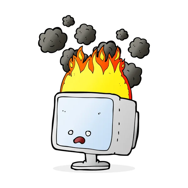 卡通燃烧计算机 — 图库矢量图片