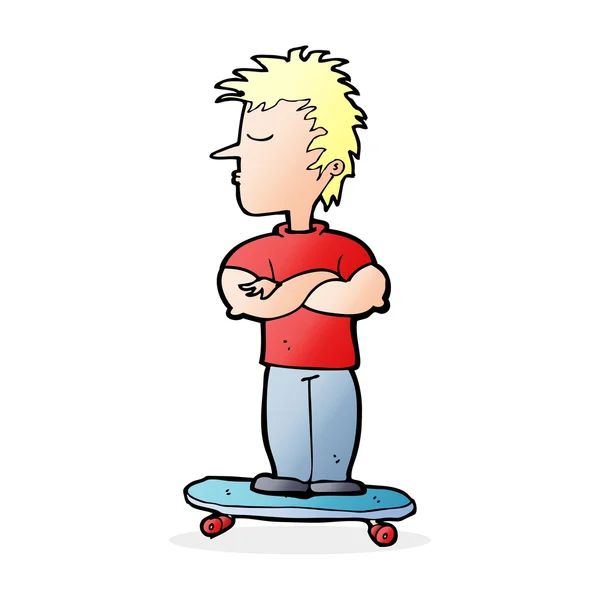 Cartoon arrogant boy on skateboard — Stock Vector