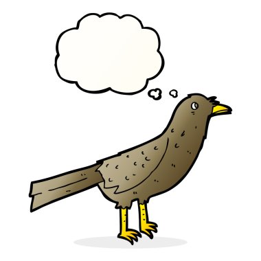 Düşünce baloncuklu çizgi film kuşu