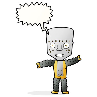 Konuşma baloncuklu çizgi film robotu