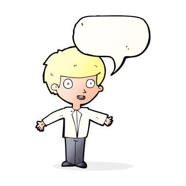 çizgi film mutlu çocuk konuşma balonu ile