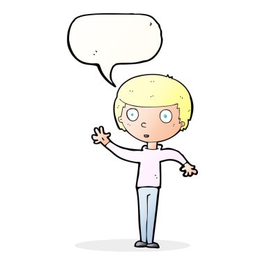 Konuşma balonlu çizgi film çocuğu.