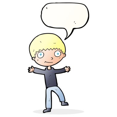 çizgi film mutlu çocuk konuşma balonu ile