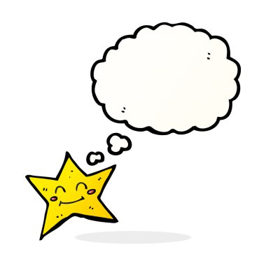 Düşünce baloncuklu çizgi film yıldızı karakter