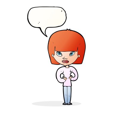 çizgi film kadın kendini konuşma balonu ile el hareketi