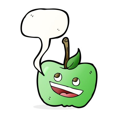 karikatür apple ile konuşma balonu