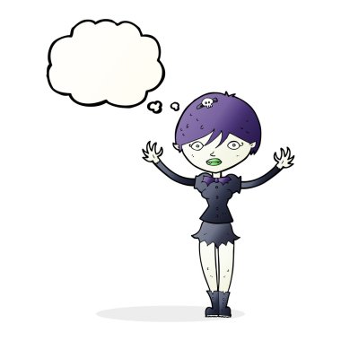Düşünce baloncuğu olan vampir kız.