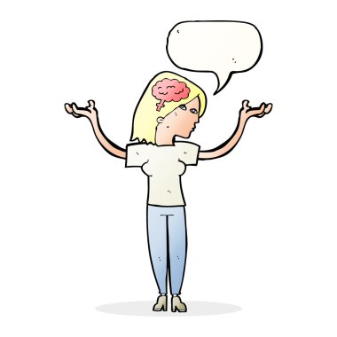 karikatür akıllı kadın ile konuşma balonu