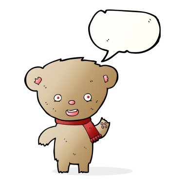 Konuşma baloncuklu çizgi film ayısı