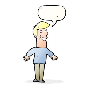 Çizgi filmdeki sırıtan adam konuşma balonuyla