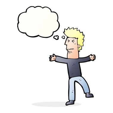 Çizgi film adamı düşünce baloncuğu ile strese soktu