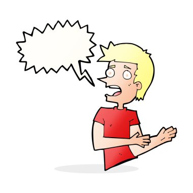 çizgi film adamı konuşma balonuyla strese soktu