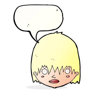 karikatür konuşma balonu ile bakan kadın