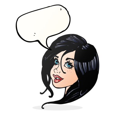 Konuşma baloncuklu güzel kadın yüzü.