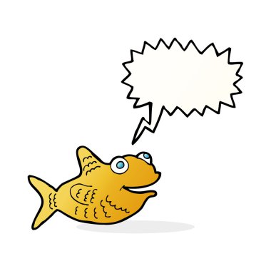 Konuşma baloncuklu mutlu balık çizgi filmi