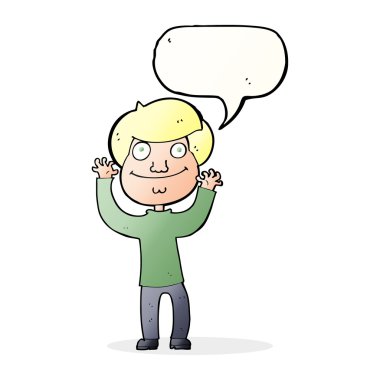 çizgi film mutlu çocuk konuşma balonu ile