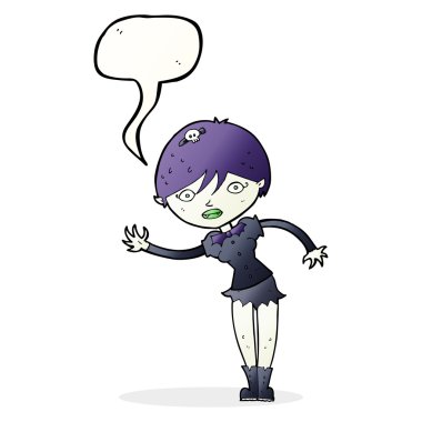 Konuşma baloncuğu olan vampir kız.