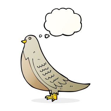 Düşünce baloncuklu sıradan bir kuş.