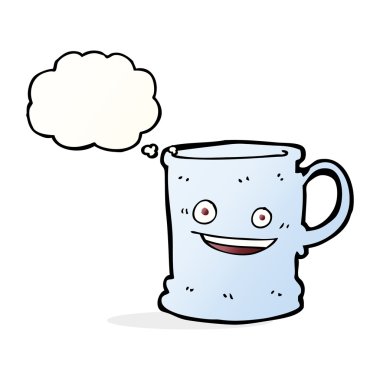 Düşünce baloncuklu çizgi film kupası