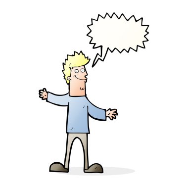 çizgi film mutlu adam konuşma baloncuğu ile