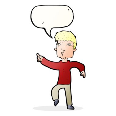 Konuşma balonlu çizgi film dansçısı.