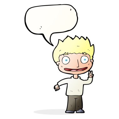 çizgi film mutlu çocuk konuşma balonu ile