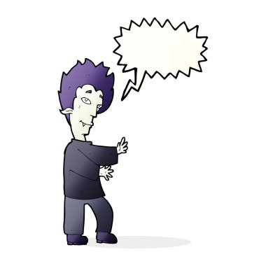 Konuşma balonu olan çizgi film vampiri.