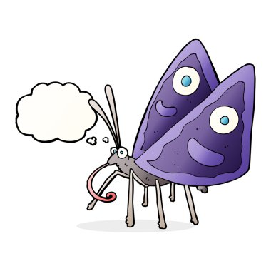 Düşünce baloncuklu komik kelebek