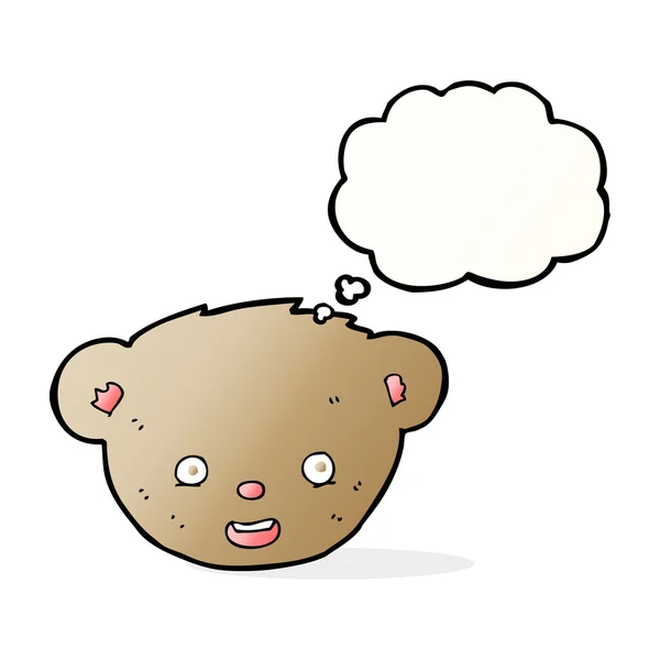 Cartoon teddy beer gezicht met gedachte zeepbel — Stockvector