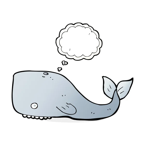 Cartoon whale with thought bubble — Stock Vector