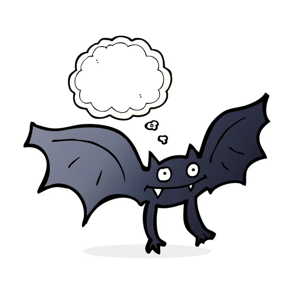 Morcego vampiro desenhos animados com bolha de pensamento —  Vetores de Stock