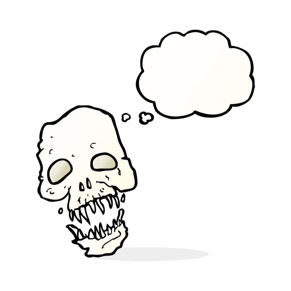 Cartoon scary skull with thought bubble — Stock Vector